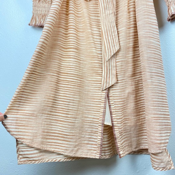 NWT Ulla Johnson Fiora Shirt Dress in Stripe Fawn Color Tie waist Casual Sz 8 - Picture 10 of 15